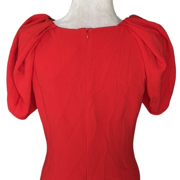NWT Zara Red Crepe Puff Pleated Sleeve Sheath Mini Dress - L - Picture 10 of 14